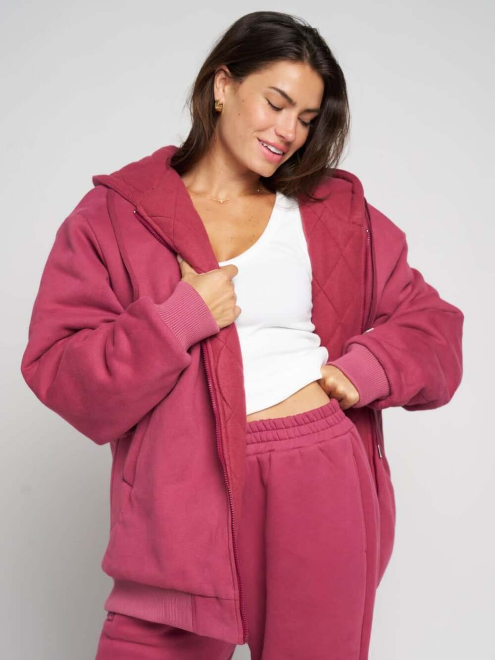 Comfrt Zip Up Hoodie Size 2XL Berry Oversized 5lb weighted Jacket